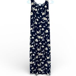 California Concepts Vintage Navy Floral Midi Dress Size 12 Y2K